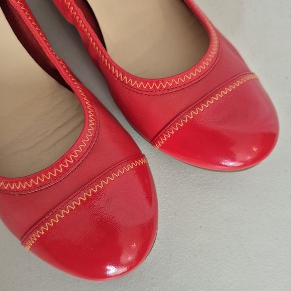 Cole Haan + Nike Air Red Leather Patent Cap Toe Milly Ballet Wedge Pump- Size 10 - Picture 9 of 16